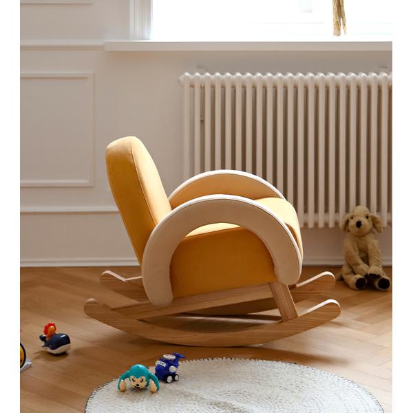 Nordic color Household Small Fabric Rocking Chair Hollow Arc Handrail