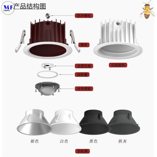 IP65 Waterproof High Power LED Down Light With Recessed Mount For Bathroom Warehouse Stairways