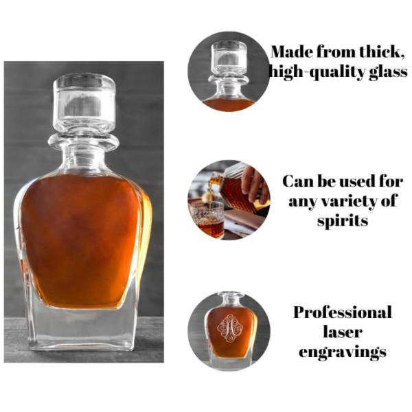 Unique Family Bar Tequila Glass Bottle Decanter with Hot Stamping Surface Handling