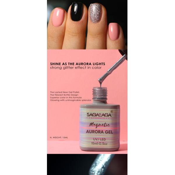 Cateye Galactic Glitter Effect Magic Gel Nail Polish Custom Logo 15ml Soak Off UV LED Auroras Gel Polish MSDS Certified