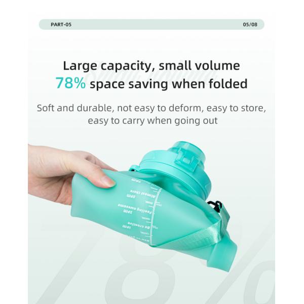 BPA Free 2000ml Sport Gym Travel Silicone Folding Cup Customizable Colors