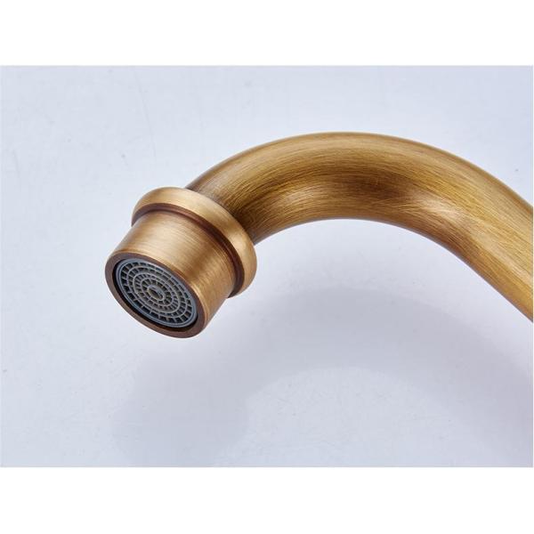 Multilayer Plating Brushed Brass Bathroom Faucet Tap Retro Style Double Control