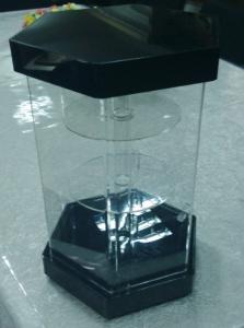 China Hexagonal 3 Tiers Clear Turning Acrylic Watch Display Stand with Locking Case LED Light on sale