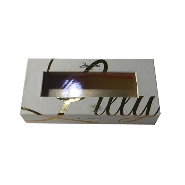 rectangle hinged eyelash box clamshell eyelash packaging box with pvc window custom foil stamping eyelash paper box