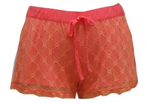 China Silky Feeling Ladies Casual Shorts , Women'S Plus Size Elastic Waist Shorts Lace Layer on sale