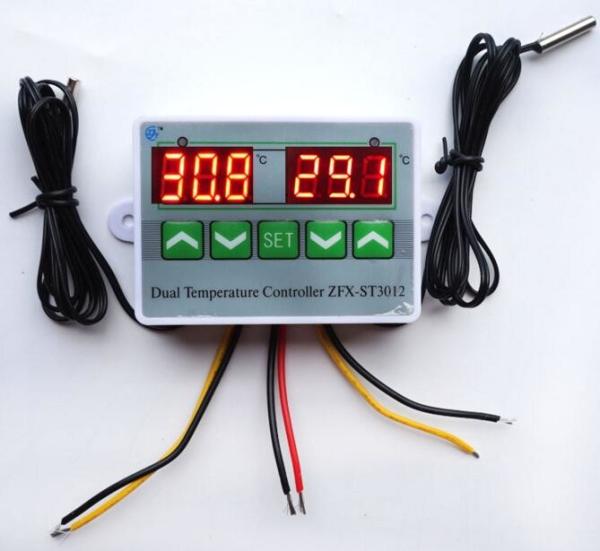 Quality AC 220V 12V 24V Dual Probe Digital LED Dual Thermometer Temperature Controller Thermostat Incubator Control Microcomputer for sale