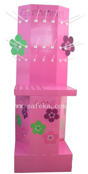 Quality Free Standing Rotatable Cardboard Display,Hook Display for accessories for sale