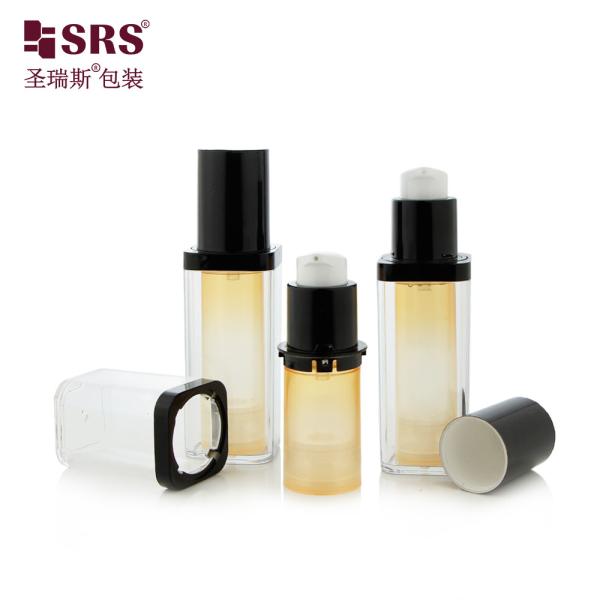 Empty PET Replaceable Double Wall Square Shape Custom Color Facial Serum Airless Bottle 50ml