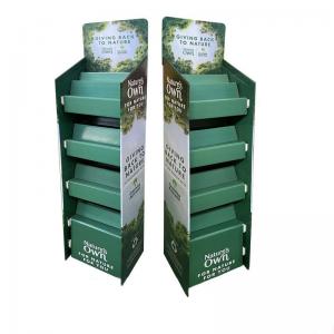 China Green Cardboard Counter Display Stair Step Display With Plastic Piston Rod on sale