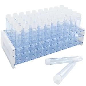 China Plastic Test Tubes With Rack,16 X 100mm Tube With Caps Tubes Rack,Test Tube Set For Scientific Experiments on sale