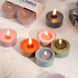 China 3hrs Shopping Gift Box Aromatherapy Soy Wax Colors Tea Light Candle Handmade 4pcs on sale