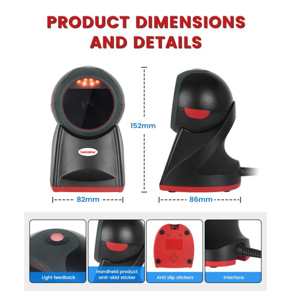 Supermarket Desktop Omni-Directional 2D Barcode Scanner Cheap USB/RS232/COM Interface QR Code Reader for IOS A4 Size POS Ready
