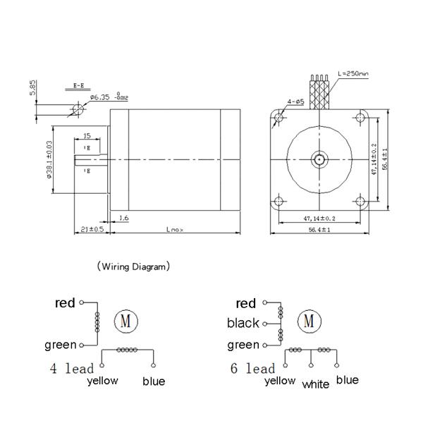 Body Length 46MM 0.45NM 57 Stepper Motor Two Phase Four Wire