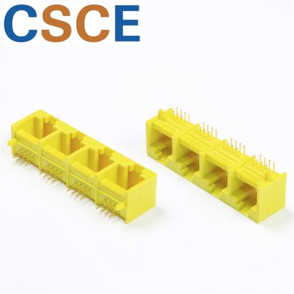 Quality 5521 Series  Receptacle Stacked  RJ45 Connectors For Switch Router 1 x 4 Multi Port Jack 8P8C for sale