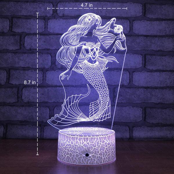 Portable Acrylic Mermaid 3D Lamp RGB LED 16 Colors Smart Touch