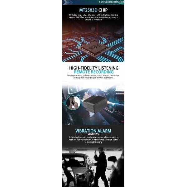 CJ750 Free APP Platform OBD2 GPS Vehicle Tracker , Spy Vehicle GPS Tracker And Listening Device