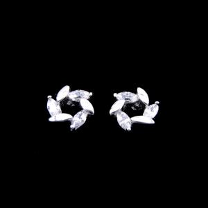 China Sterling 925 Silver Wedding Earrings Flower Shape Jewelry For Women on sale
