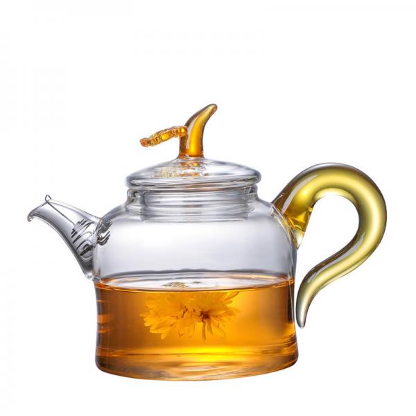 Quality 280ml Colorful Clear Glass Teapot With Removable Infuser Unique Design Borosilicate Kettle for sale