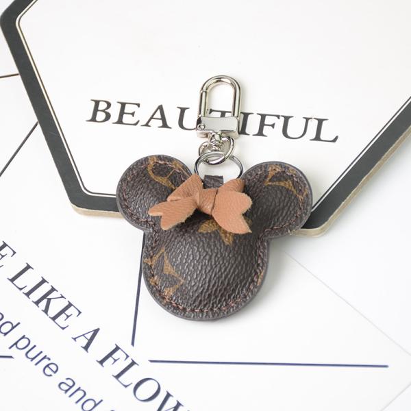 OEM Leather Teddy Bear Keychain , 65mm Cute Keychains For Women