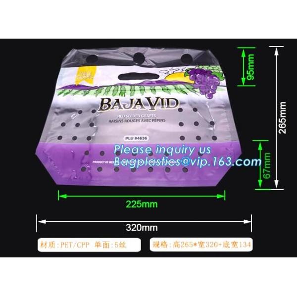 Fruit packaging moistureproof custom slider lock zipper bag, Transparent PVC Fruits Storage Bag, Food Safe Slider Closur