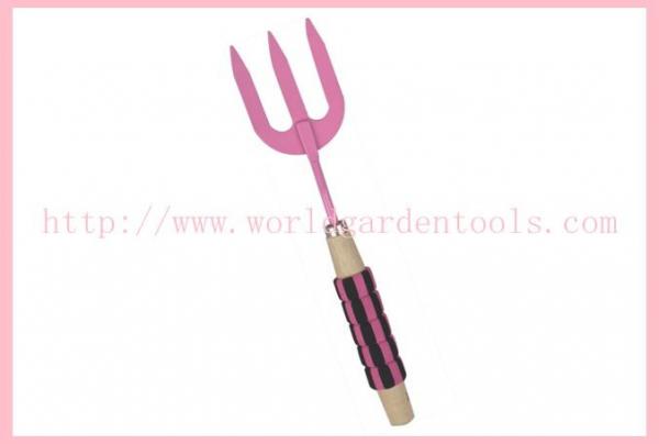 Quality pink wood Sponge handle gardening tool with adjustable garden forks for sale