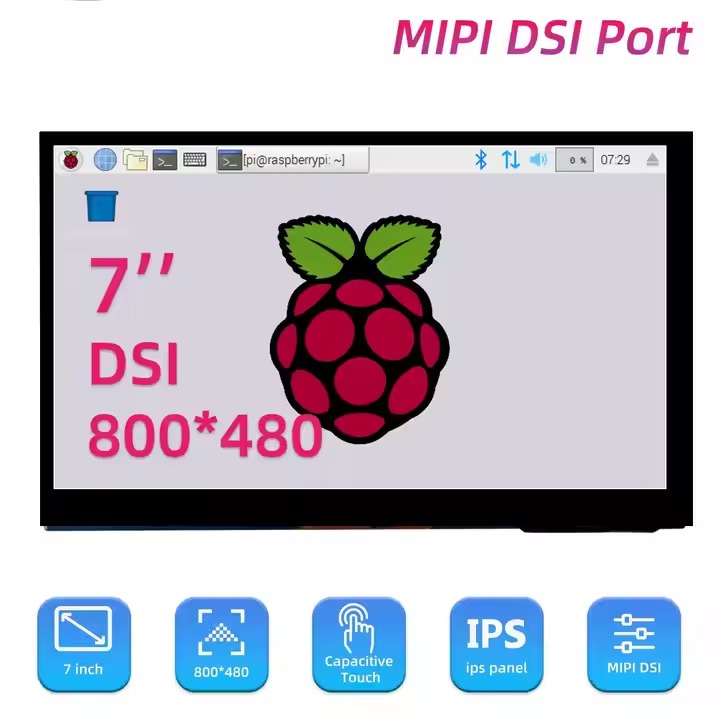 7 Inch 800*480 MIPI-DSI IPS LCD Display Capacitive Touch Screen Module for Raspberry Pi