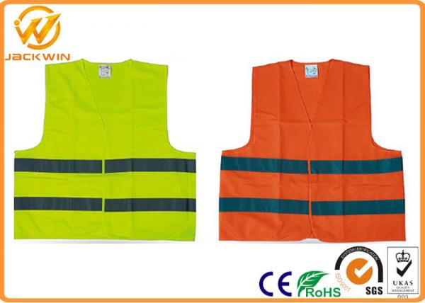 Quality High Visibility Polyester Reflective Safety Vests Fluorescent Orange / Yellow for sale