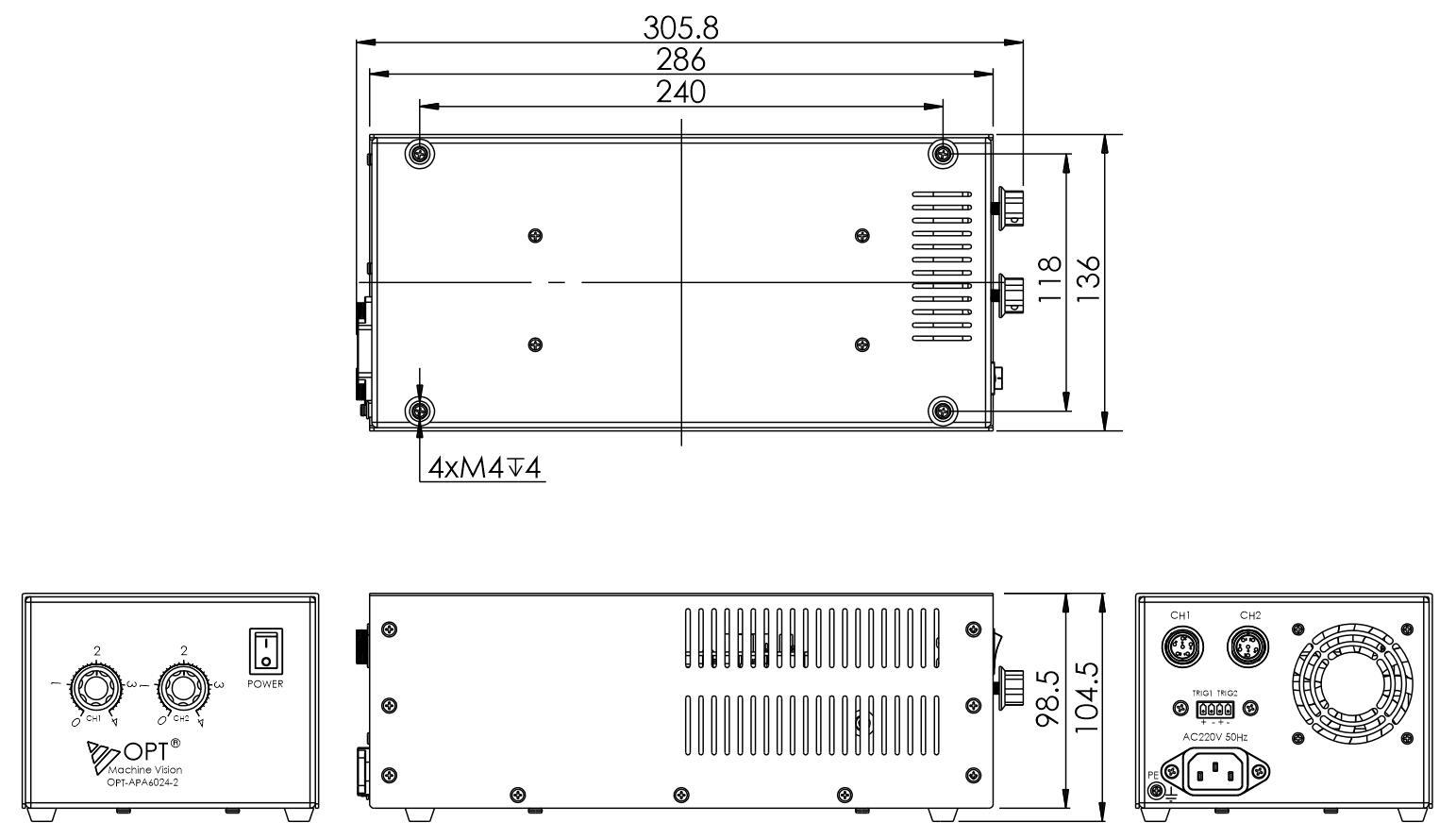 -5℃~50℃ 6A OPT Machine Vision Controller 2 Channels Continuous Strobe