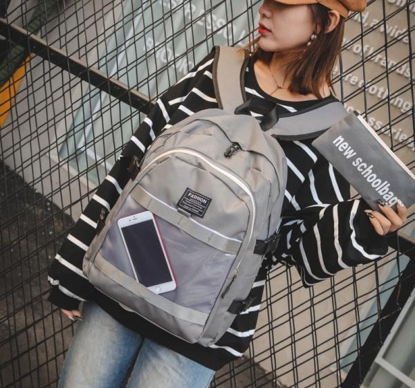 Quality Korean version of the couple transparent solid color cloth standard letters multi-purpose backpack for sale