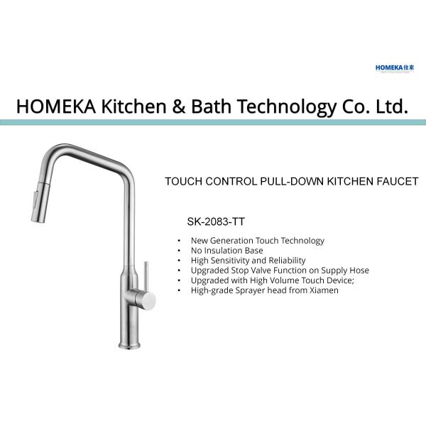 Sus304 High Arc Angled Spout Deck Mounted Kitchen Mixer Taps IPX5 DC6V HOMEKA