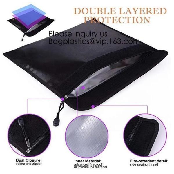 Silicone Coated Fireproof Bag A4 Fireproof Document Holder Case Fire Resistant Money Purse,Heavy Duty Safe Fireproof Bag