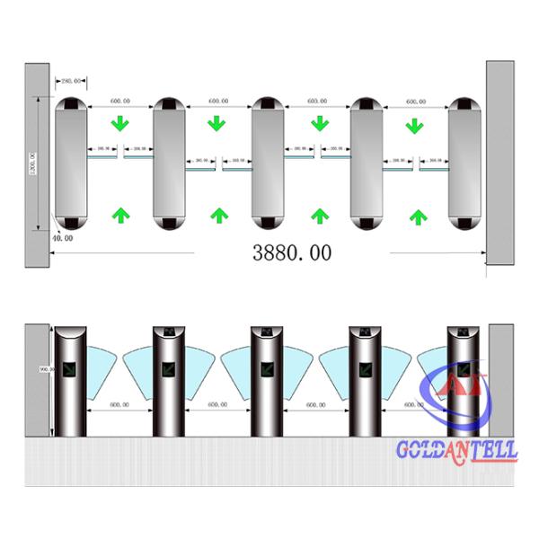 High Speed Glass Lane Flap Turnstile Barrier Gate With TCP / IP Door Access Control System