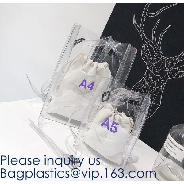Reusable Custom Transparent PVC Shopping Bag Promotional Items Ladies Clear Plastic Beach Tote Bags Women, bagease, pack