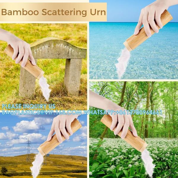 Bamboo Scattering Urn Set, 4PCS Small Bamboo Scattering Urns for Human Ashes, Cremation Ashes Tube Urns for Human