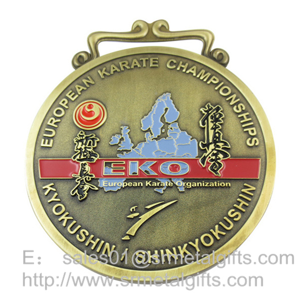 Metal Challenge Awards Medal with ribbon, custom enamel color filled challenge medals
