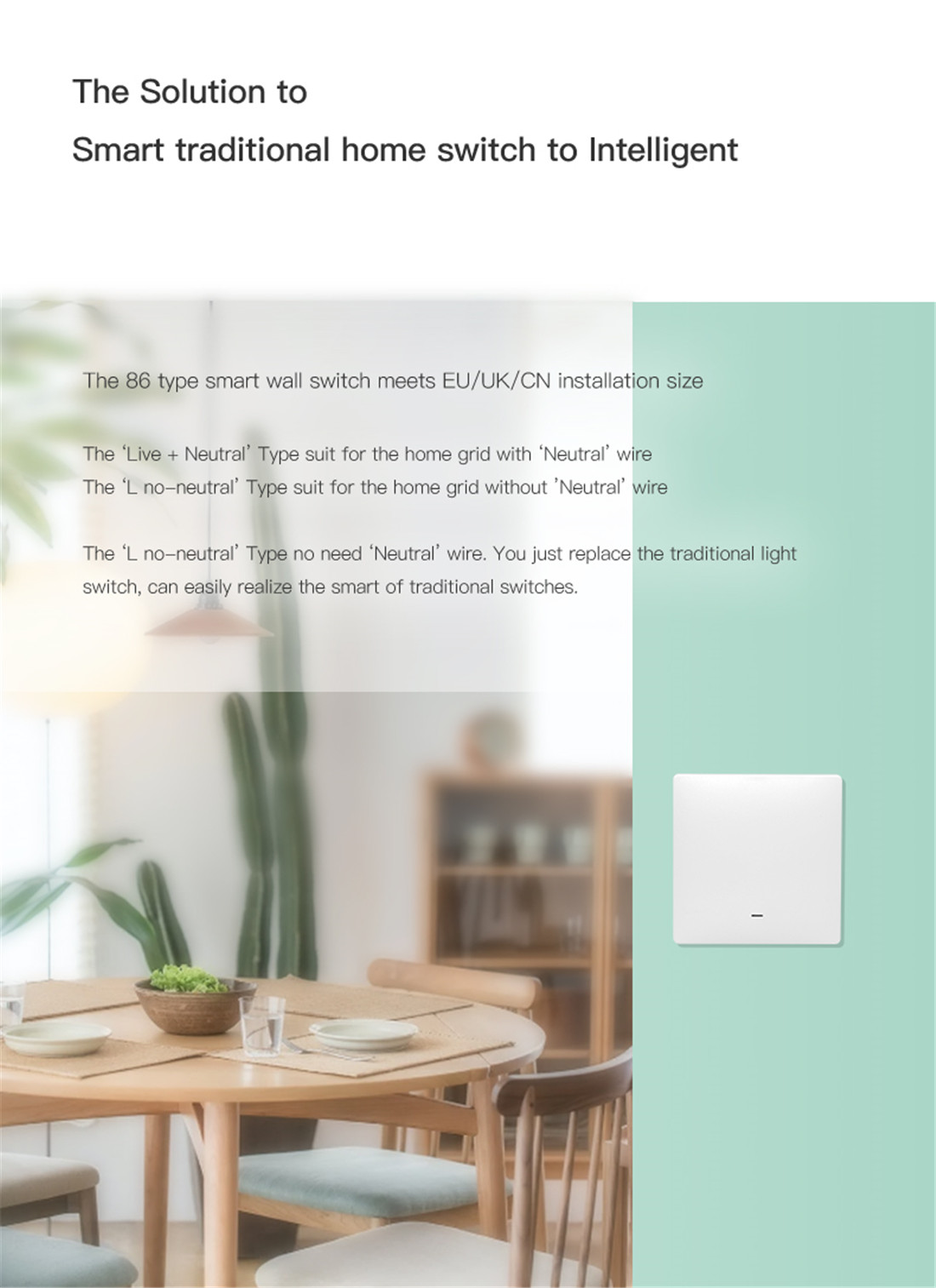 Push Button Zigbee Switch Without Neutral Wire Single Live Smart Switch 2 Gang