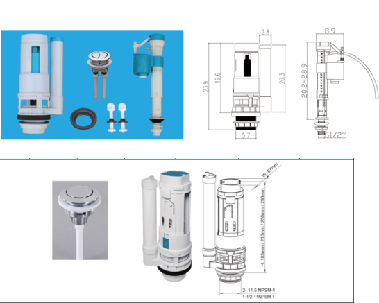 Embedded Toilet Water And Flush Valve Bottom Entry Inlet Fill Valve Modern Design
