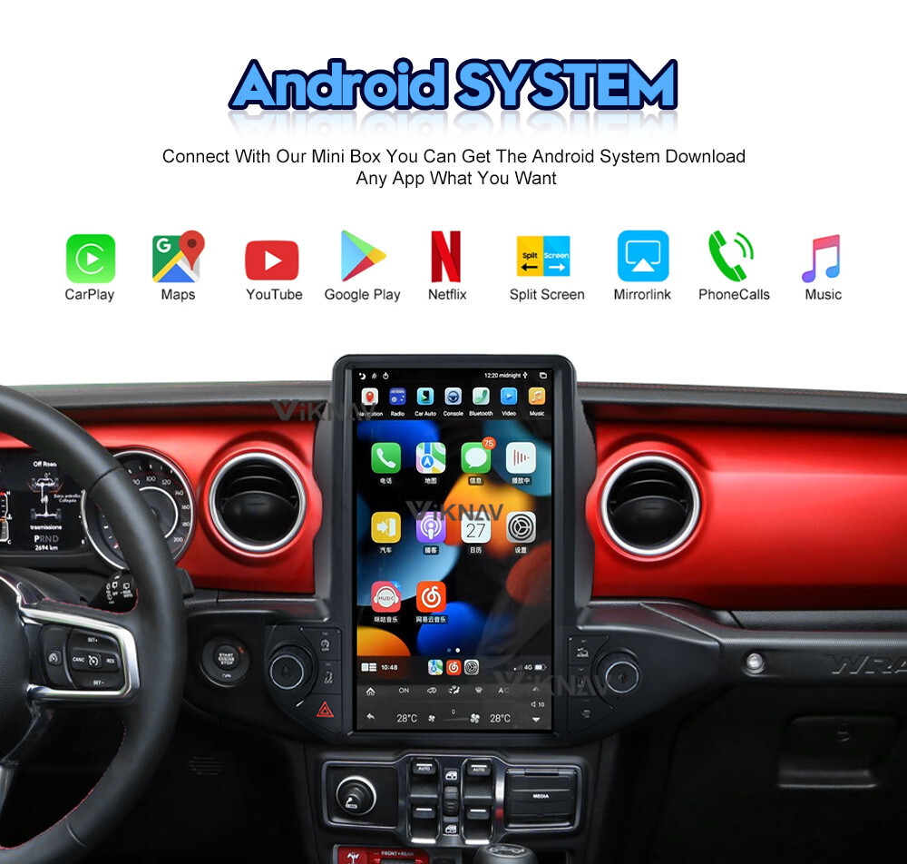 Viknav Car Radio For Jeep Wrangler (2018-2021) 13.6 inch GPS navigation DVD multimedia auto stereo 2din