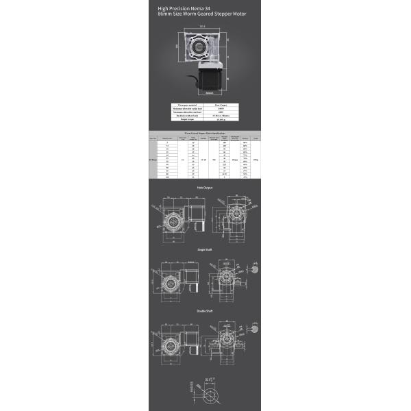 80mm Motor Length Hollow Single Shaft Nema 34 Stepper Motor Worm Gear Reducer With Encoder