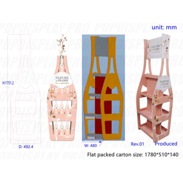 Red Wine Product Display Stand 2 Way Displaying 4 Metal Shelves Light Duty