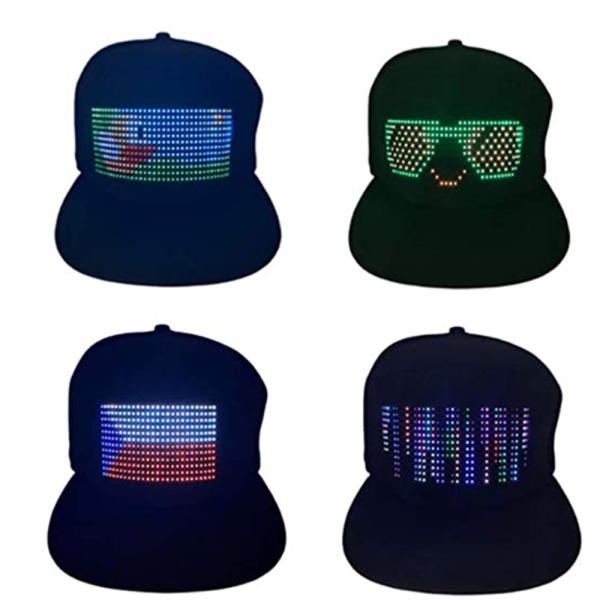 Quality Black Bluetooth LED Hat With Display Programmable Mobile App Control for sale