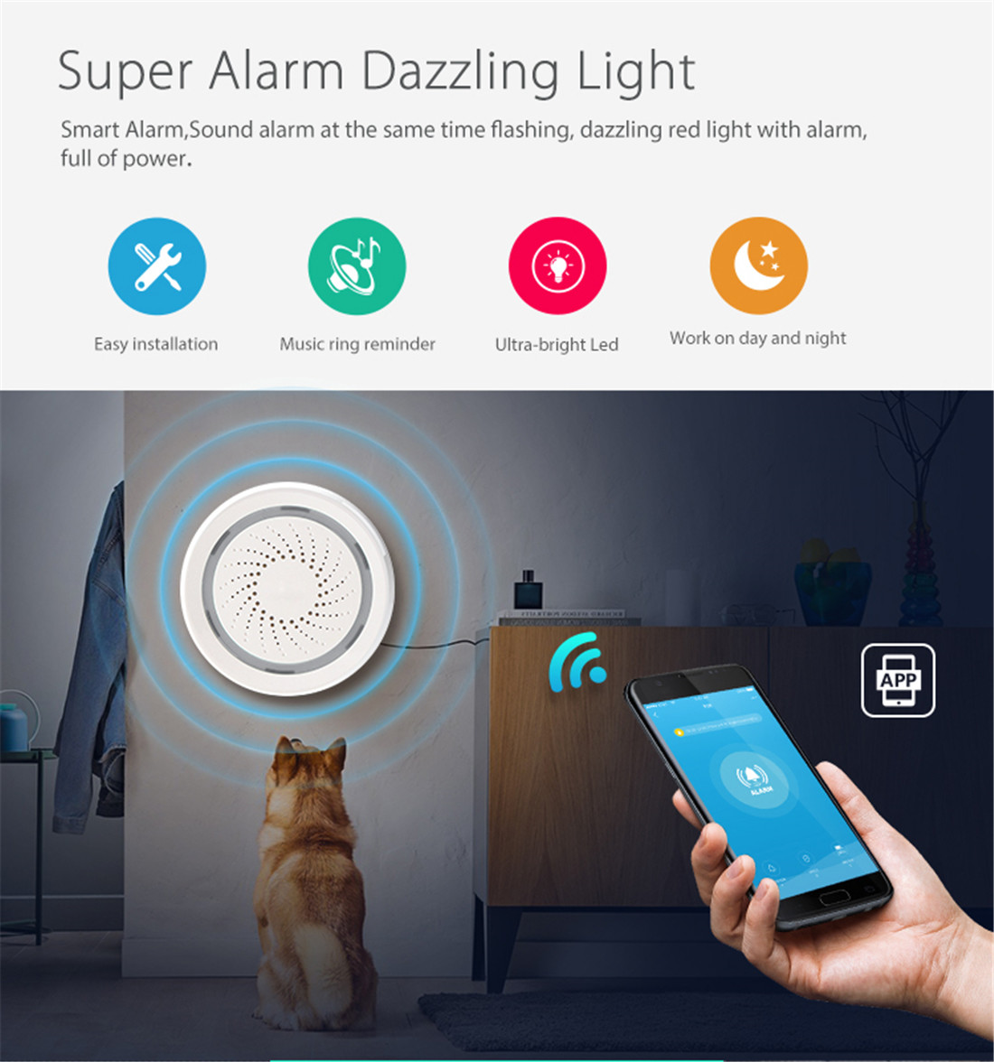3 In 1 Smart Sensor ( Temperature+ Humidity+Siren Alarm)