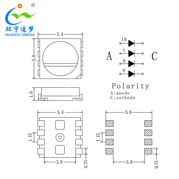 LED SMD Chip 5050 5054 Quad-Color LED chip (UV+RED+IR+IR) Designed for beauty light applications:
