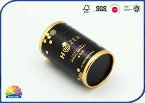China UV Black Print 182gsm Gold Paper Packaging Gift Tube Embossing on sale