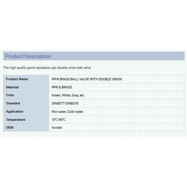 Ppr Male  Union Ball Valve High Pressure Strong Quality Water Flow Control 1