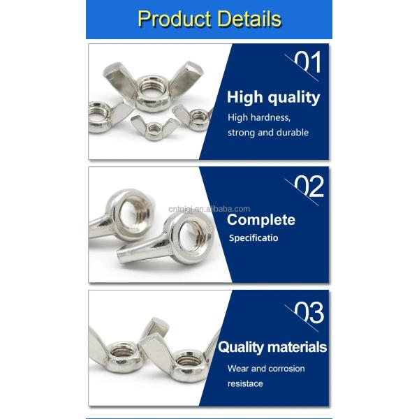 Metric Measurement System Stainless Steel SS304 SS316 Wing Nut DIN315 Alloy Steel for Industrial Applications