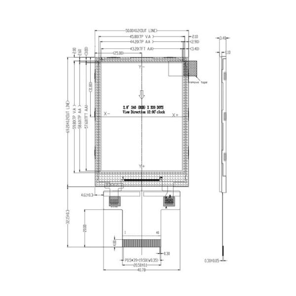 Anti Glare 2.8Inch 240*320 ST7789V Smart TFT Display