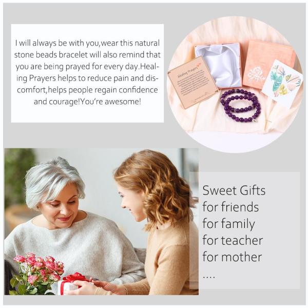 Round Shape Purple Gemstone Amethyst Bead Bracelet 4/6/8/10/12mm