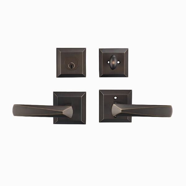 Amertop brass deadbolt lock with double handle lever Reversible for Left Right Handed Doors in coffee