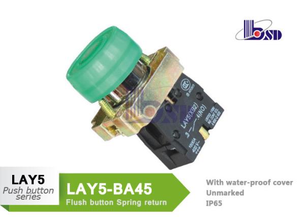 Quality LAY5（XB2）-BP31 green color spring return flat button push button swithes，With water-proof cover,Unmarked,IP65 for sale